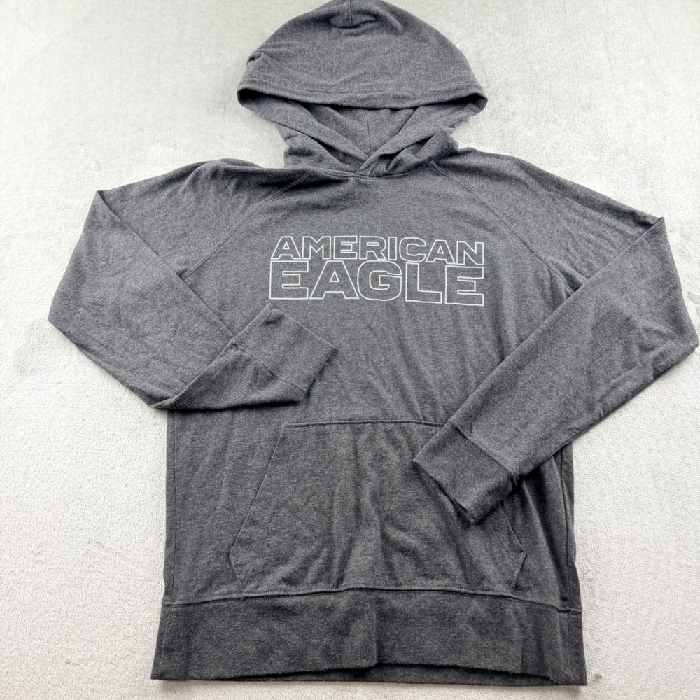 American Eagle Men's XS Graphic Hoodie Pullover Sweatshirt Gray